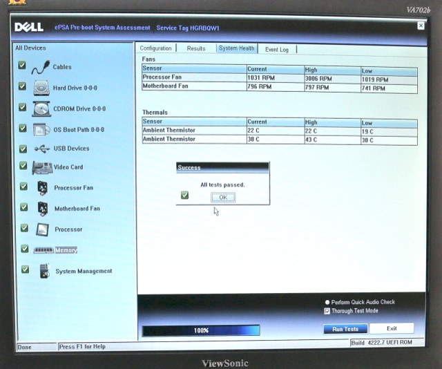 Dell diagnostics test